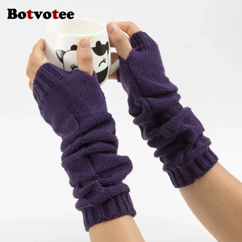 Fingerless Glove Knit - Botvotee Y2k Sarung Tangan Rajut Tebal
